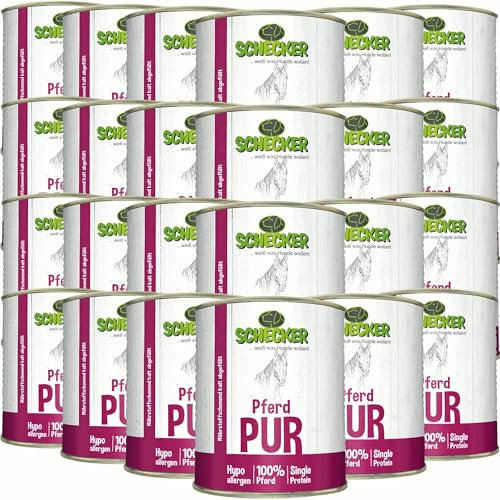 Schecker Nassfutter Pferd PUR - Monoprotein (0,82 kg (24er Pack)) | Ohne Getreide, ohne Gluten, ohne Zusätze - Kombinierbar mit Gemüse oder Sensi-Mix