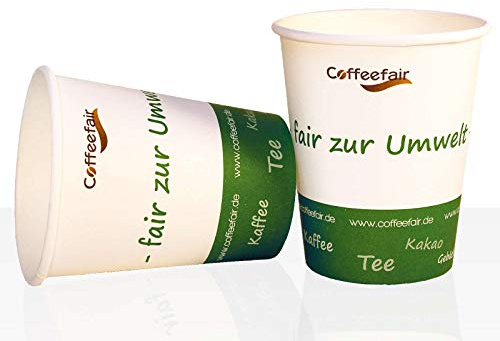 Bio Coffee to go Becher von Coffeefair Hartpapier 0,2l, 1000Stk, Pappbecher, Kaffeebecher to go