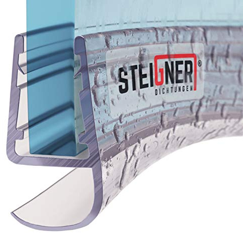 STEIGNER Joint de Douche pour paroi en Verre, 180cm, vitre 5/6/7/8mm, Joint d'étanchéité PVC courbé pour Les cabines de Douche arrondies, UK15