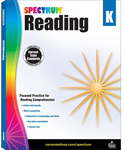 Spectrum Reading Comprehension Kindergarten Workbook, Ages 5 to 6, Kindergarten Reading Comprehension, Letters and Sounds, Word Recognition, Sight Word Activities, and Phonics - 166 Pages