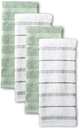KitchenAid Albany Kitchen Towel Set 4-Pack 16x26, Pistachio Green/White