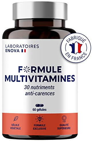 FORMULE MULTIVITAMINES et Minéraux 30 Nutriments | Vitamine A B C D E K, Quercetine, Magnesium, Zinc, Coenzyme Q10, Selenium | Complement Alimentaire | Fabriqué en France | 60 gélules
