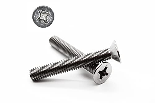 10 Stück Senkkopf Schrauben M5x50 mm - DIN 965H - A2 Edelstahl - Kreuzschlitz - V2A - Kreuz- Senkkopfschrauben (10, M5x50 mm)