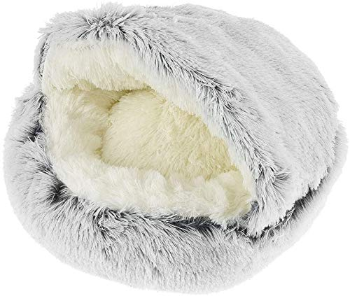 ping bu Katzenzelt Katzenbett Haus, gemütliches Katzenbett Katze Iglu, weiches Plüsch-Haustierhöhle, Haustierbett, rutschfest, warm, waschbar, Katzenschlafbett, Zelte (65 x 65 cm, grau)