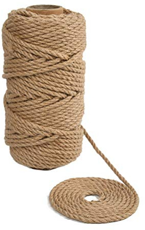 EMNIMQ 5mm Jute Twine,50M/164 Feet Strong Jute Rope,Twisted Thick Jute Twine String,for Wall Paintings,Chandeliers,DIY Cat Scratcher,Staircase Handrails,Artistic Wall Hanging Ropes, Handicrafts Cord