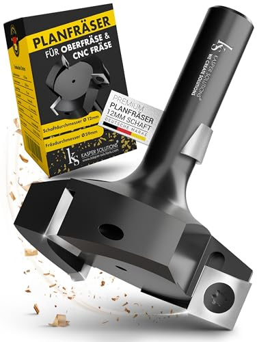Kasper Solutions® Planfräser 12mm Schaft für Oberfräse | Planfräser 12mm Schaft für Oberfräse – Holzbearbeitung, Epoxidharz, Abrichtfräser/Hobelfräser, Fräsdurchmesser Ø59mm