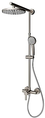 Schulte DuschMaster Rain Einhebelmischer, Edelstahloptik, Duschkopf Rund und Handbrause, EP9620 90
