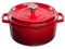 GRAND FEU Redondo Horno holandés de hierro fundido - Olla de hierro fundido esmaltado con tapa y asas anchas para Cocina Estofado, Paella, Freír, Asar, Saltear - Cazuela 4,7 L, Rojo