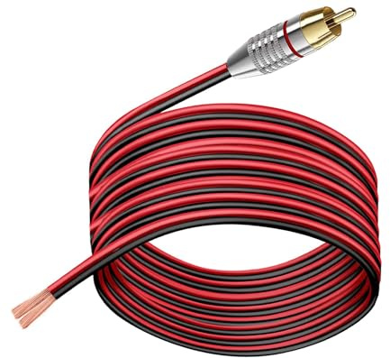 ukiism RCA to Speaker Wire Adapter 6.6FT 14AWG, RCA to Bare Wire Cable, RCA Male Plug to Speaker Cable for Amplifier Subwoofer AV Receiver Home Theater Audio Repair Replacement