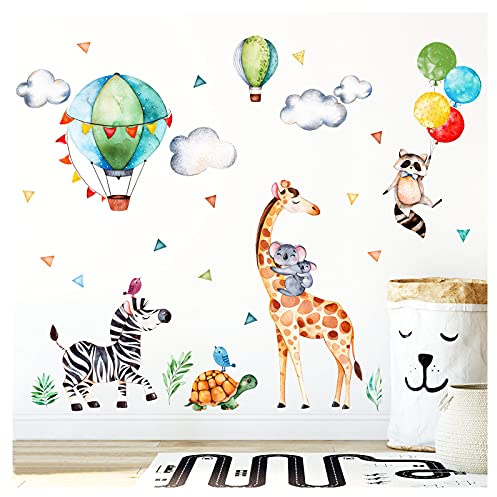 Little Deco Wandaufkleber Safariparty I Wandbild S - 84 x 59 cm (BxH) I Giraffe Zebra Wandtattoo Mädchen Kinderzimmer Aufkleber Junge Deko Sticker Babyzimmer DL313