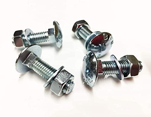 4 Stück M12 x 40 Schlossschrauben Flachrundschrauben BZP 4.8 komplett mit Vollmuttern & Form-A Unterlegscheiben DIN 603