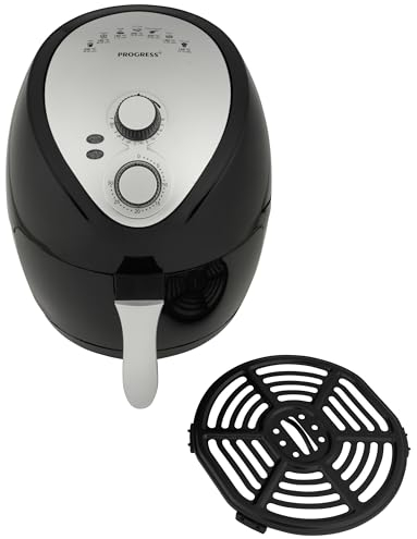 Progress EK2818HPH Go Healthy Hot Air Fryer, Manual Oil-Free Fryer, Removable Non-Stick Cooking Plate, 30 Minute Timer and Adjustable Temperature Control, 3.2 Litre Capacity, Black/Silver, 1300W