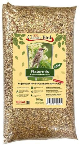 Classic Bird Naturmix 10 kg skallöst foder till vilda fåglar | året runt foder utan skal för alla fåglar