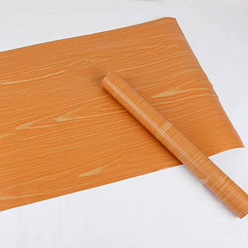 WSWJDW 3D Holzmaserung Selbstklebende Tapete Wasserdichte PVC Küche Kleiderschrank Schrank Möbel Renovierung Tür Wandaufkleber,Gelbe Buche,10mx45cm