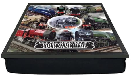 Personalised Steam Train Lap Trays with Bean Bag Cushion | Customisable | Cushioned Lap Tray for Eating, Crafts & Laptop Use | Trays for Eating on Lap | Unique Locomotive Gift for Train Enthusiasts