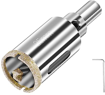 Flintronic 25mm Broca de Diamante, Cristal Broca Sierra con Broca Piloto Central, Taladro Hueco Sierra de Perforación con Revestimiento de Diamante, para Vidrio/Azulejo/Cerámica/Mármol/Piedra Caliza