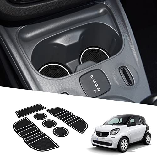 BIXUAN compatibile con Mercedes Benz Smart fortwo C453/EQ Fortwo 2014 – 2022, tappetini antiscivolo per console centrale, bracciolo, tappetini in gomma, supporto per bevande, cuciture porta