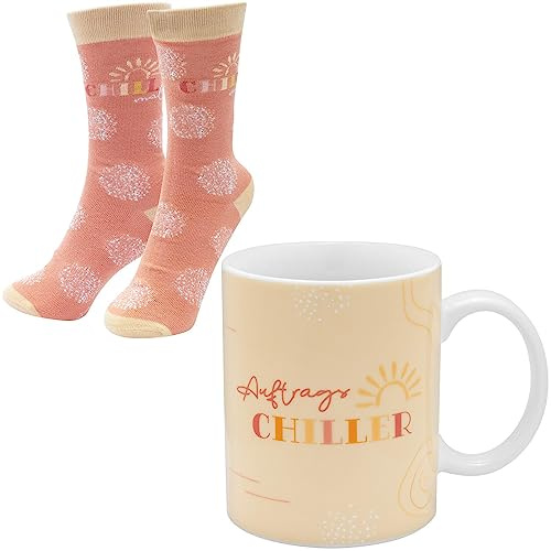 GRUSS & CO kopp strumpor set motiv anti-stress | Presentset med 1 kopp och 1 par strumpor, porslinskopp, 35 cl, damstrumpor storlek 36–41 | Present flickvän, avkoppling | 48204