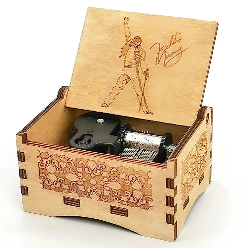 Micteney Greatest Hits Queen Music Box,Queen Bohemian Rhapsody Music Box Gifts,Queen Music Box Toys,Wooden Clockwork Driven (Queen)