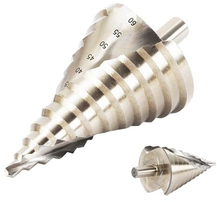 6-60mm HSS Stufenbohrer Konusbohrer Stufenbohrer Metall Kegelbohrer Lochbohrer Spiralnut Schälbohrer für Eisenplatte, PVC-Platte, Dämmplatte