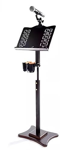 Schwarzer Bambus-Notenständer Mit Mikrofonclip, Becher- Und Telefonhalter, Höhenverstellbar, Für Auftritte, Gitarre, Ukulele Und Geigenspieler