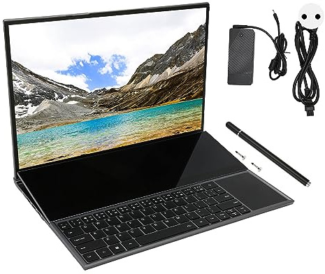 BROLEO Laptop Aziendale a Doppio Schermo, Laptop Multifunzione a Doppio Schermo 1920 X 1200 RAM DDR4 da 16 GB 100-240 V per 10 per Lavoro per Apprendimento (16GB+1TB Spina UE)