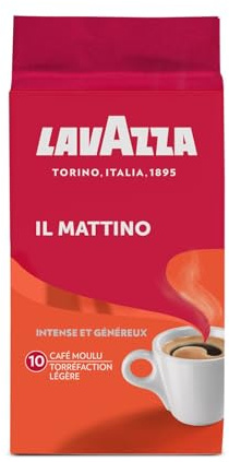Lavazza - Café Moulu Il Mattino - Arabica et Robusta - Intensité 10 - 250 g (Lot de 5)
