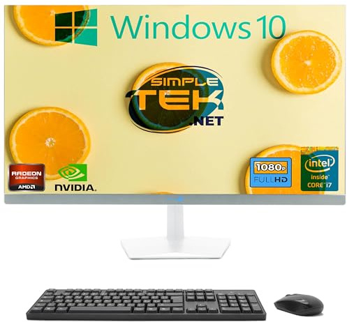 SIMPLETEK - Ordenador todo en uno FHD de 27 pulgadas | Core i7 | Windows 10 Pro | 4 GB RAM | 240 GB SSD | con cámara web de 5 MP integrada, WiFi 6 y BT 5.2