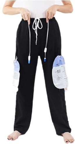 AQUASHIELDING Katheter Hose, Urinbeutelhalter Hose mit doppelten Reißverschlusstaschen, Katheter Stützunterwäsche für Nephrostomie,XL