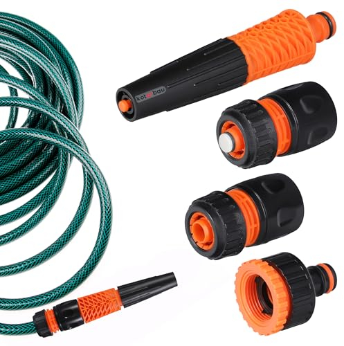 KOTARBAU® Gartenschlauch Anschluss Set 4-teilig 1/2 PVC regulierbare Gartenspritze Schnellkupplung Hahnverbinder Wasserstop Anschlüsse für Gartenschlauch Schlauchverbinder Gartenschlauch 1/2 Zoll