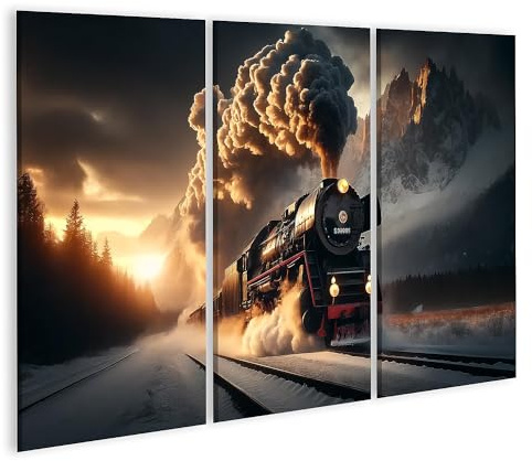 islandburner Quadro su tela flok di vapore al tramonto con montagne innevate immagini murali poster