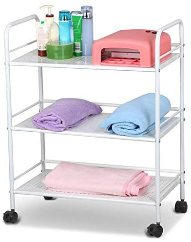 Yaheetech 3-Tier Storage Trolley on Wheels - Slim Kitchen Storage Unit With Vegetable Rack for Bathroom, Home, Bedroom, Office, Laundry, White