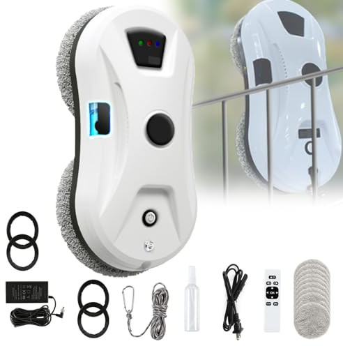 Ostreemaner Robot Lavavetri, Lavavetri Elettrico 5600pa, Lavavetri Automatico Intelligente, Telecomando/Pulsante Lavavetri Intelligente A 2 Usi, per Pulizia Finestre/Piastrelle