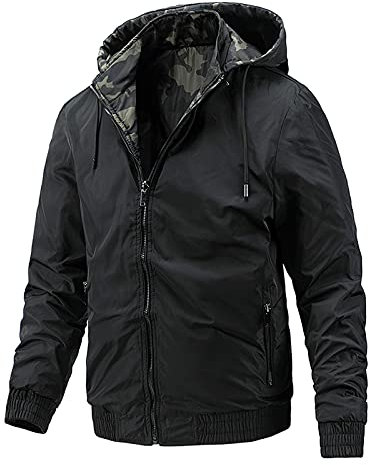 SRZYMJ Mantel Herren Leder Jacke Übergröße Outdoor Übergangsjacke Mit Kapuze Outdoorjacke Softshelljacke Steppweste Blau Funktionsjacke Parka Winter Wintermantel Sportjacke Freizeitjacke
