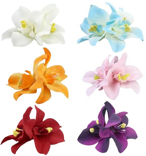 12 Stück böhmische Blumen-Haarspangen, künstliche tropische Blumen-Clips für Urlaub am Meer, Hochzeit, Party, Braut-Haarschmuck, hawaiianische Strandblumen-Haarnadeln für Frauen und Mädchen