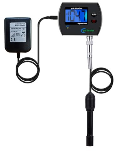 Qerwsdty PH-metro digitale per acquari, acqua potabile, monitor del pH online, test di qualità 'acqua, spina europea