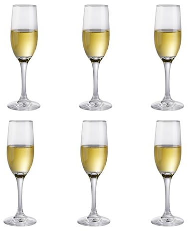 Juego de 6 copas de champán clásicas con tallo de 6 onzas, copas de vino espumoso transparentes, ideales para celebraciones y ocasiones especiales, perfectas para los amantes del champán y el vino