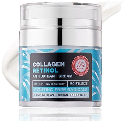 3% Retinol Creme Gesicht, Collagen Creme für Gesicht, Feuchtigkeitscreme & Anti Aging Creme Frauen, Intensive Pflege gegen Pigmentflecken & Falten, Retinol Erhöhte Elastizität Feine Linien glätten