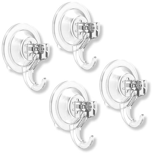 Lyivisk 4 ganchos con ventosa, ganchos con ventosa, con gancho para baño, cocina, ventana, cristal (ganchos transparentes sin taladrar)