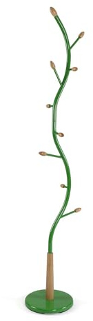 Versa Swindon Porte-manteau sur pied de style minimaliste avec 9 crochets ou crochets pour vêtements ou sacs pour l'entrée Dimensions (H x L x l) 180 x 30 x 30 cm Métal Vert