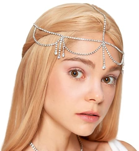 TOEECY Haarreifen Damen Mehrschichtige Augenbraue Anhänger Stirn Quaste Braut Haar Zubehör Mode Charms für Hochzeit Party