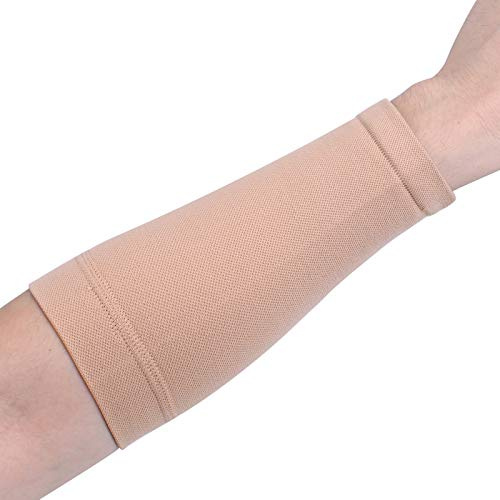 Mangas de compresión para antebrazo, tamaño personalizado, 1 pieza, soporte de brazo para cubrir tatuajes, gimnasio, trabajo, tono de piel, ajuste antideslizante, beige, XL