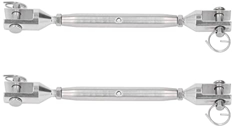 Baxnore Stainless Steel Turnbuckle M8, Marine Rigging Hardware with Jaw Ends, Adjustable Tensioner for Wire Ropes, Industrial Screw Fastener, 2 PCS Set