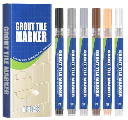 6 Piezas Rotulador Juntas Azulejos Colores, Rotulador para Junta, Juego de Rotuladores de Colores para Rejuntado, Lápiz para Juntas, Restaurar para Lechada de Pared Piso Baños y Cocina