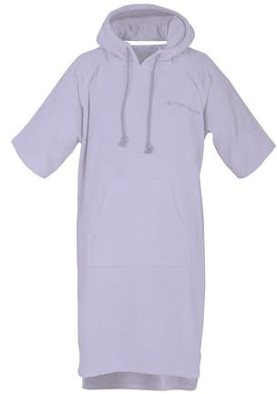 TOM TAILOR Poncho da surf per donna e uomo, S-M, 100% cotone/spugna, poncho da bagno con cappuccio, marsupio e logo ricamato, viola (Soft Lilac)