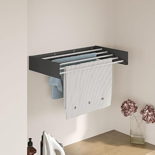 UNIDECO HOME Wall Mounted Drying Rack - Clothes Rail - 35kg Capacity - Easy to Install Indoor - Drying Rack Laundry - Clothes Rails for Bedroom, Garden, Balconies (Grey, 70 cm)