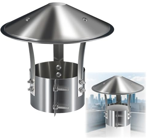 Cappello del Camino in Acciaio Inox, 75 100 130 150 230 315mm Comignolo Canna Fumaria, Tappo per Pioggia a Tetto Rotondo, Copertura del Sfiato Tetto(220mm/8.6in)
