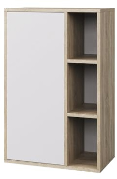 Vicco Hängeschrank Berno, Sonoma/Weiß, 50.1 x 78.4 cm | mit 3 offenen Fächern, zur Wandmontage geeignet für zusätzlichen Stauraum