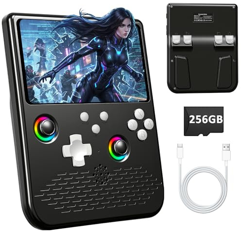 H5 Retro Handheld Spielkonsole, 256 G über 40.000 Spiele, 5-Zoll-IPS Retro Konsole, Linux-System, 4000-mAh-Akku, Unterstützt 34 Emulatoren,Tragbare Mini-Arcade(Schwarz)