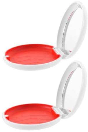 IWOWHERO Lot de 2 Boîtes de Rangement pour Appareil Dentaire avec Miroir Intégré Étui Compact en Verre ABS et Silicone Étui de Voyage Sécurisé pour Prothèses Dentaires et Appareils